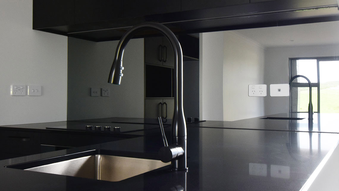 smokey grey mirror splashback