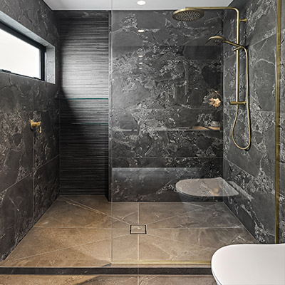 gold trim shower